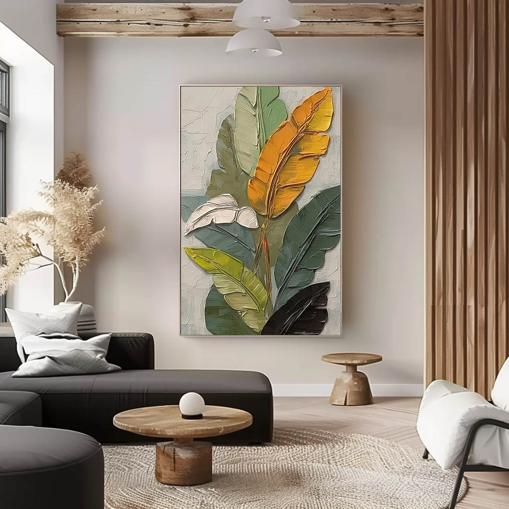 Wall Art Impasto Tropical Banana Leaf