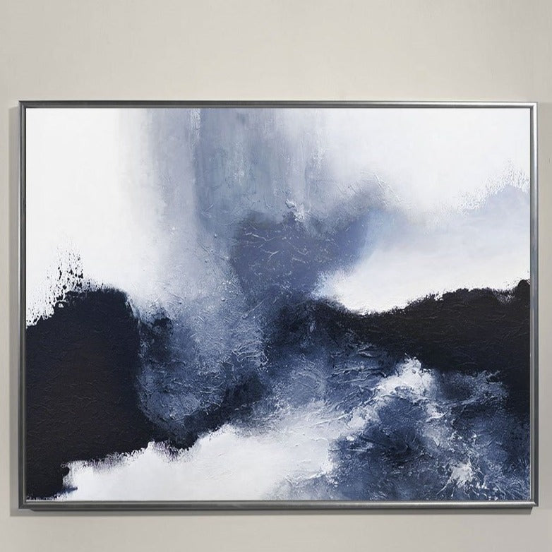 Stormy Blue Abstract Landscape Framed Wall Art