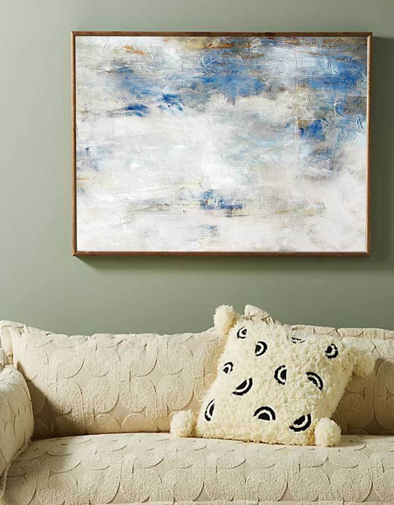 Blue White Minimal Abstract Art ABAH10 - Neutralighting