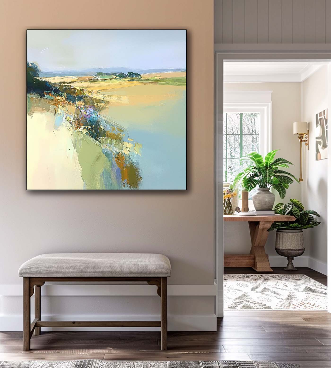 Wall Art Abstract Blocky Brushstroke Decor