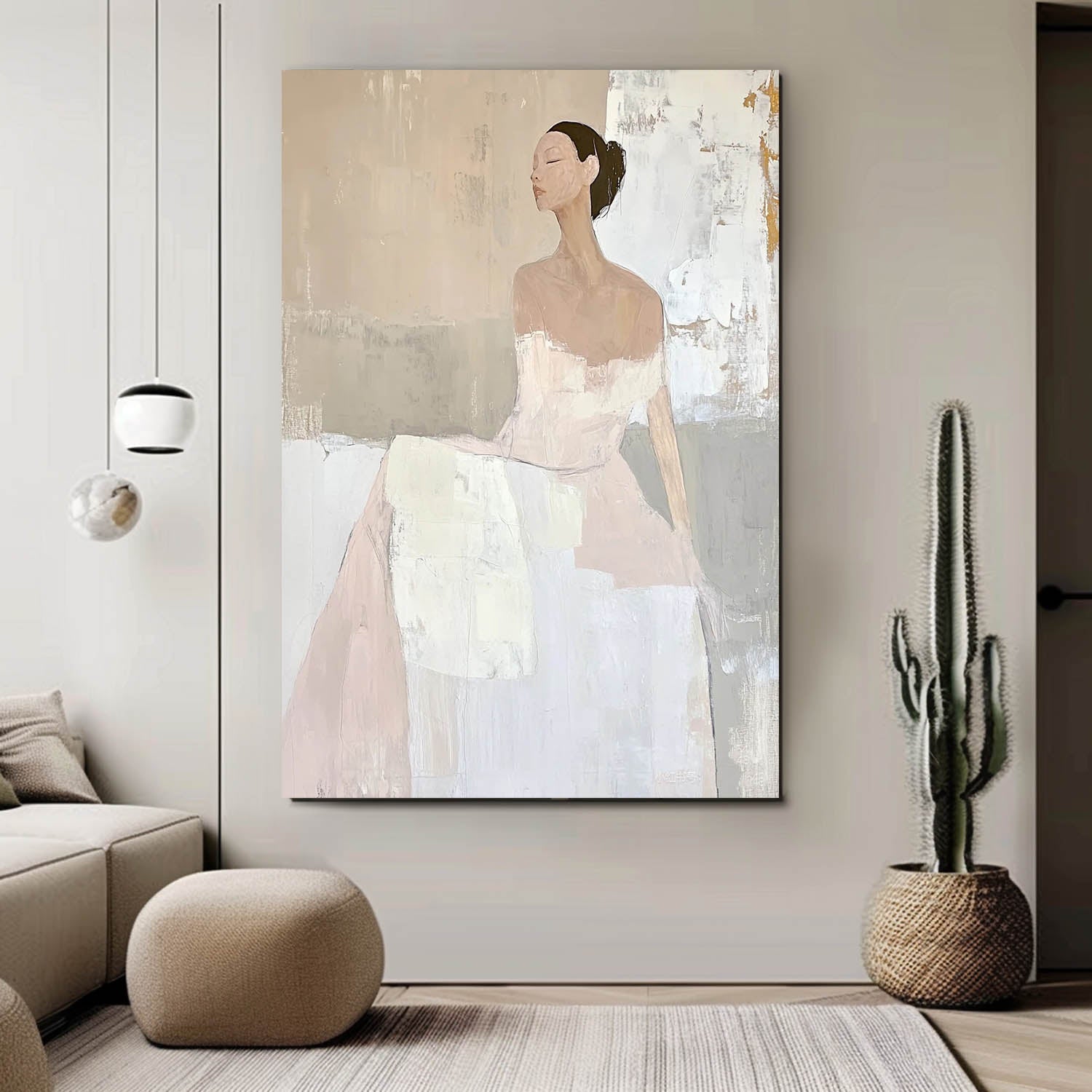 Neutral Muted‑Tone Ballerina Figure Wall Art