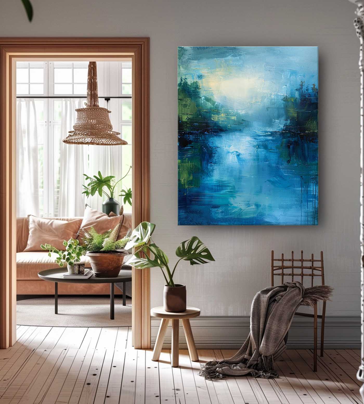 Wall Art Abstract Lake Mountain Landscape