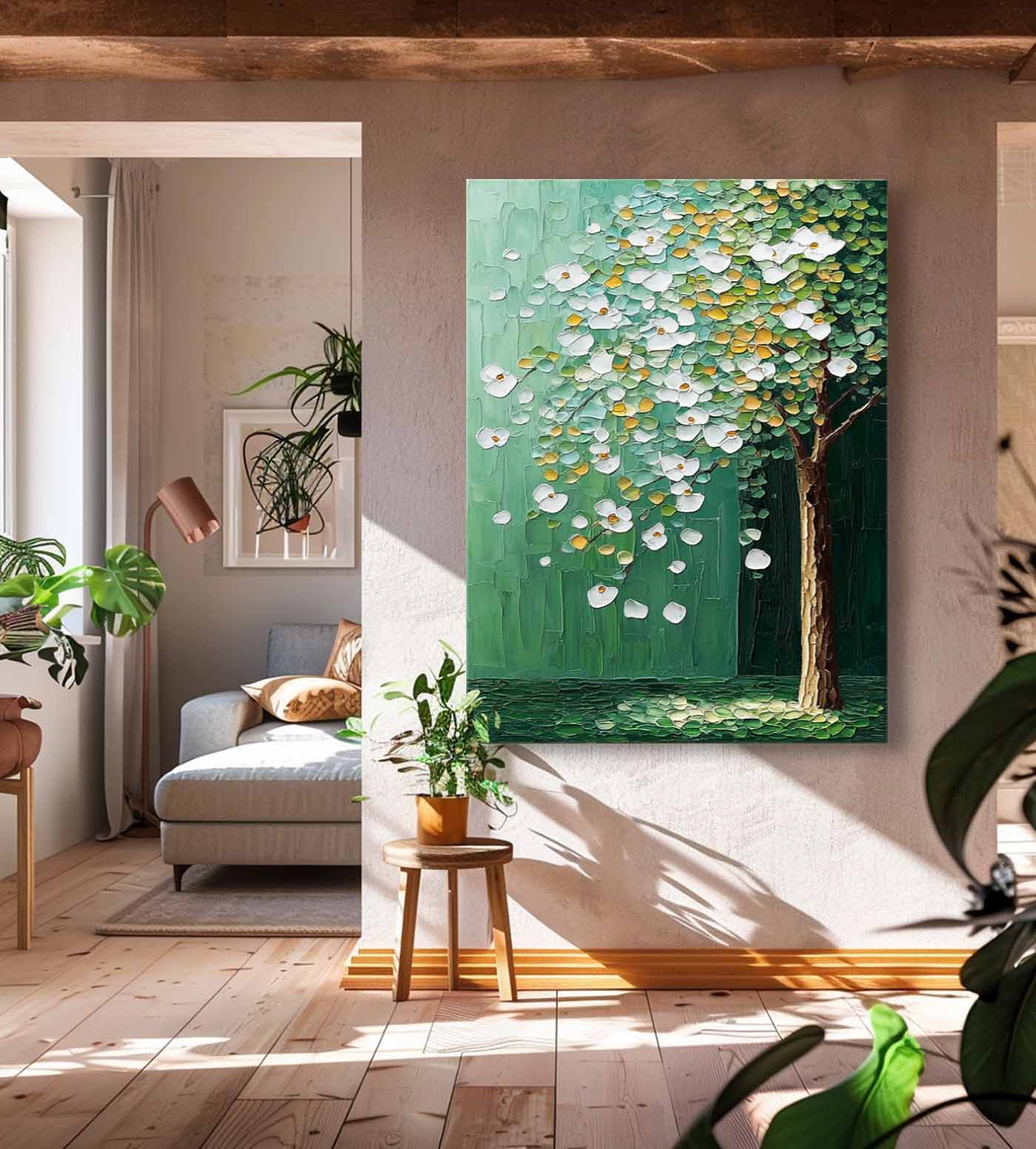 Wall Art White Blossom Tree Botanical Nature Vertical