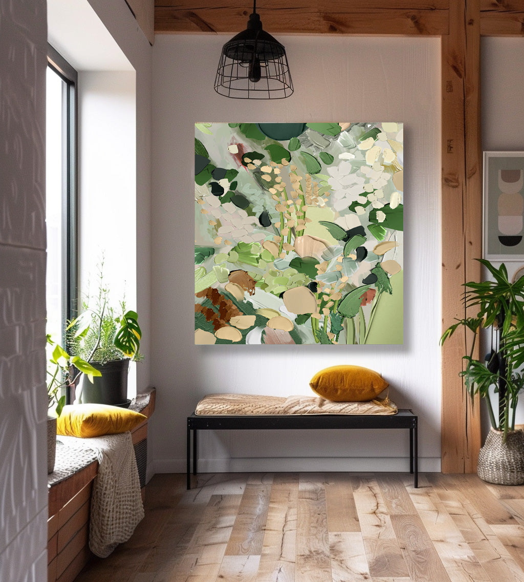 Wall Art Impasto Flower Warm Rustic