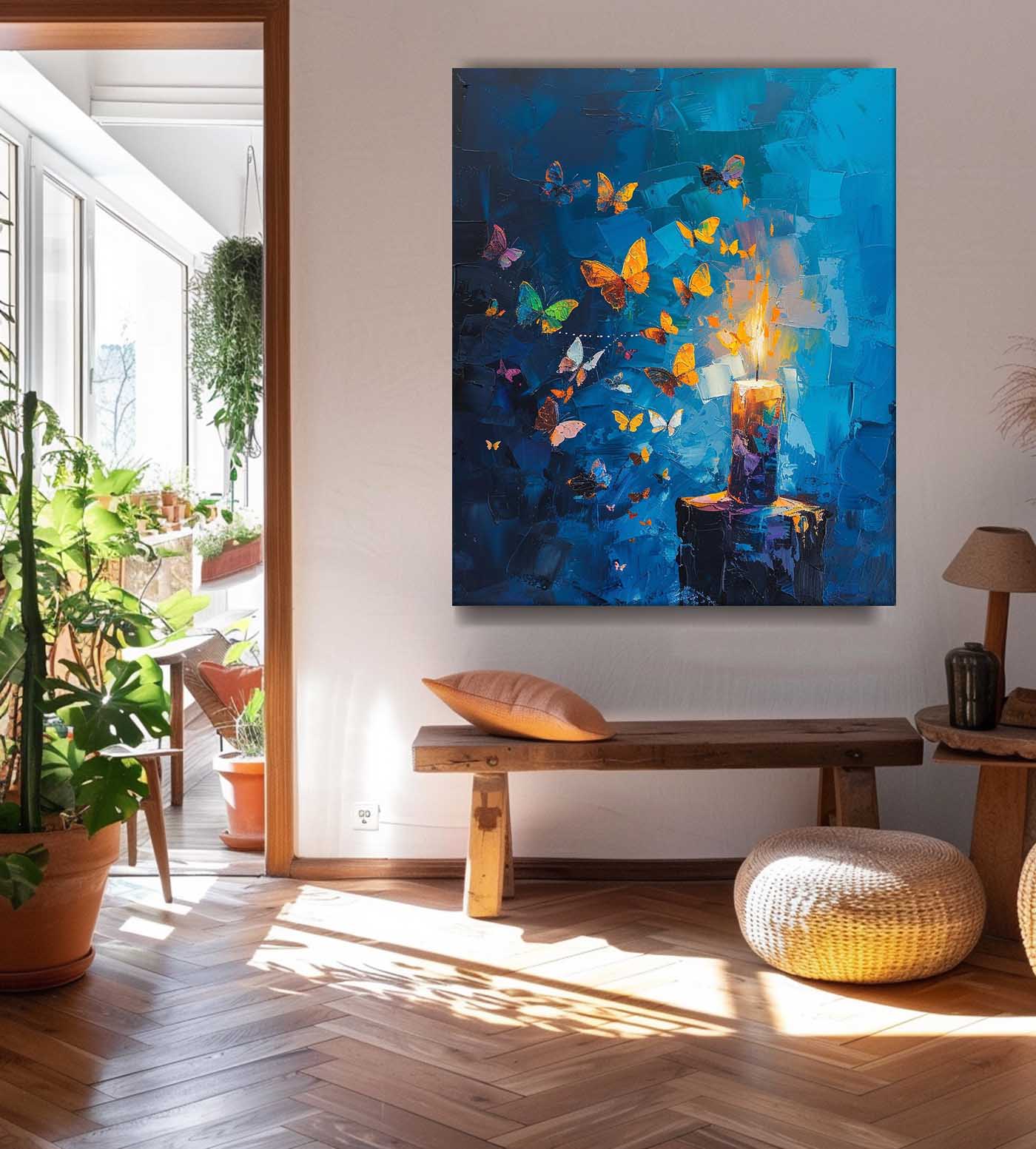 Wall Art Impasto Abstract Butterflies Expressionist