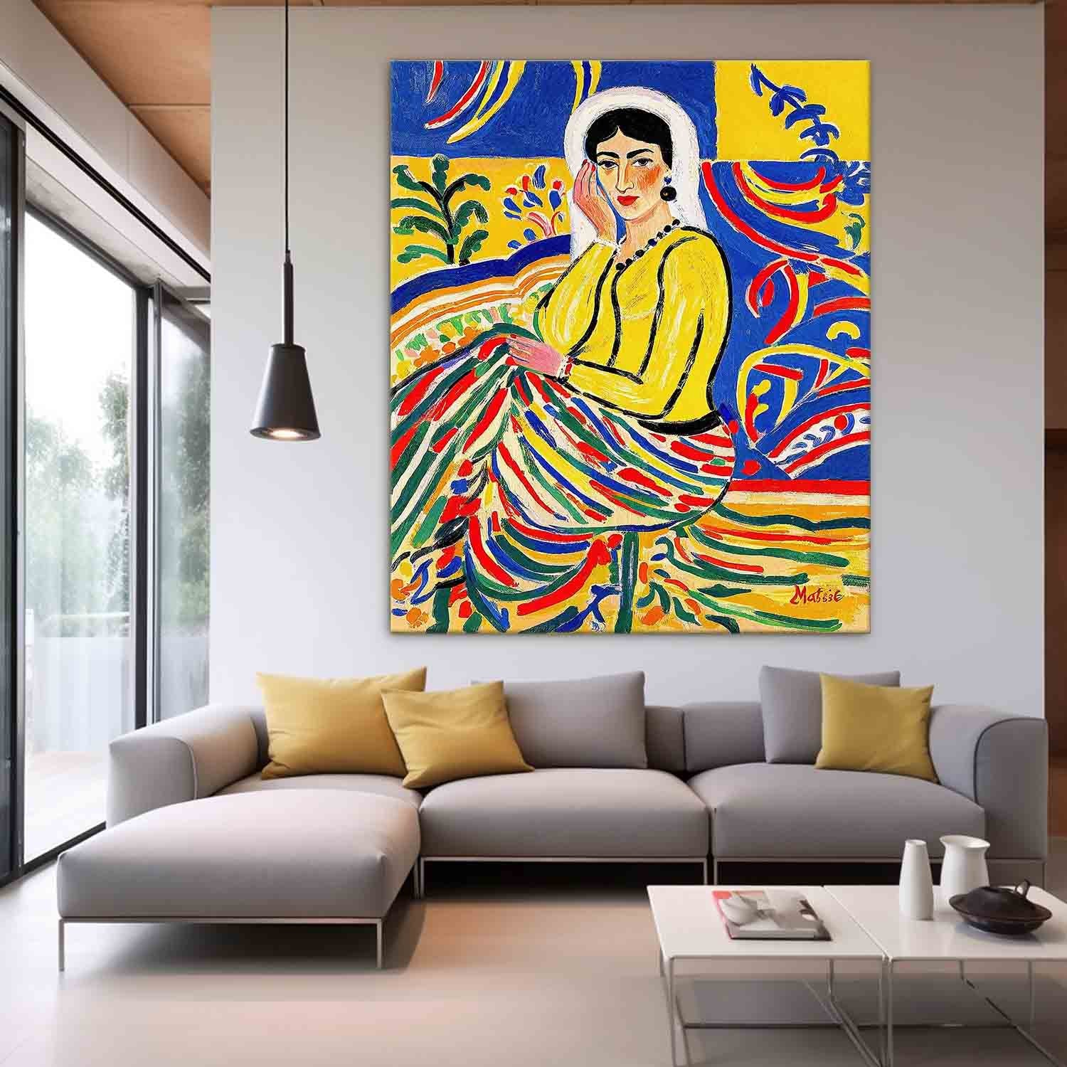 Fauvist Portrait Painting Vibrant Yellow & Blue