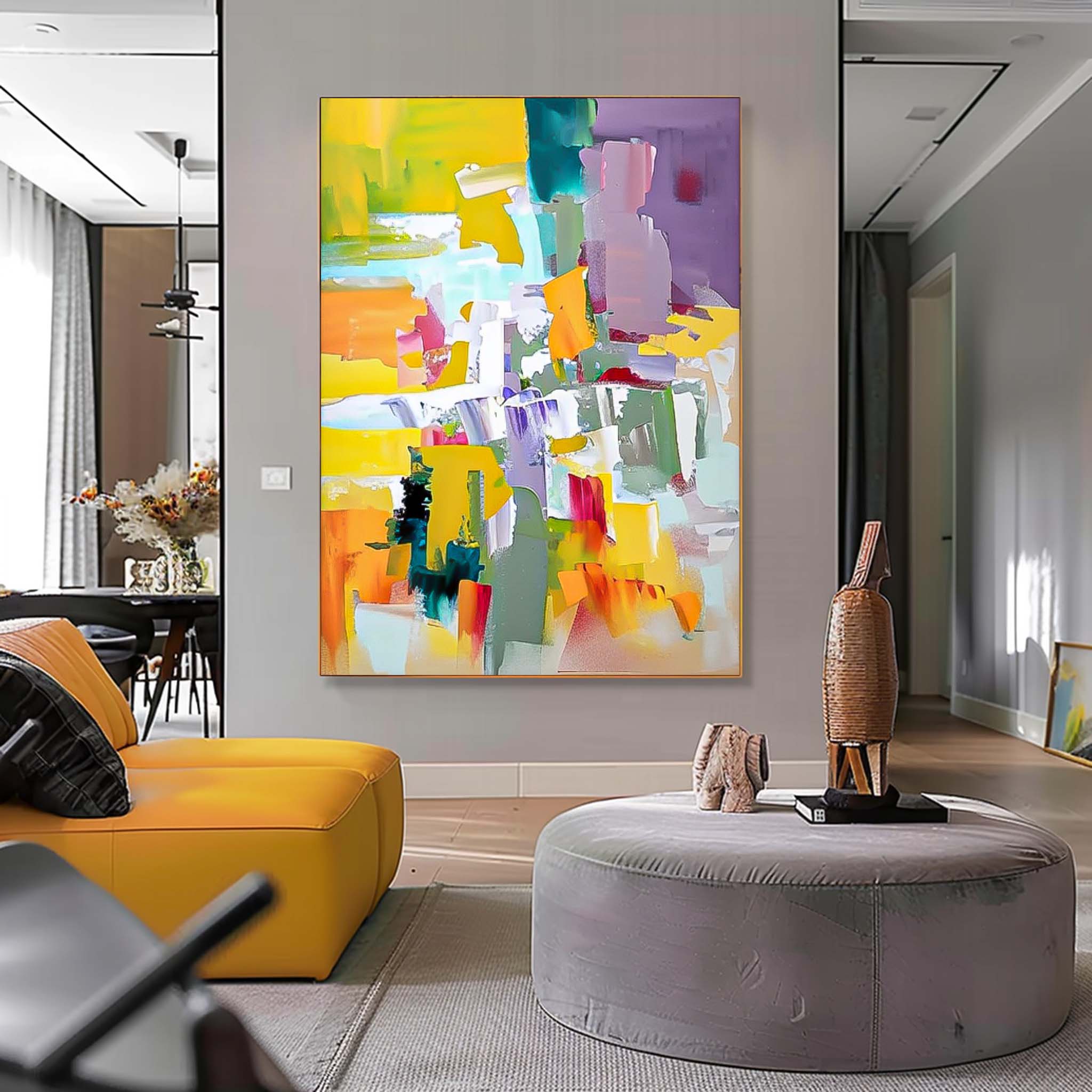 Wall Art Vivid Yellow Abstract Energetic Lively