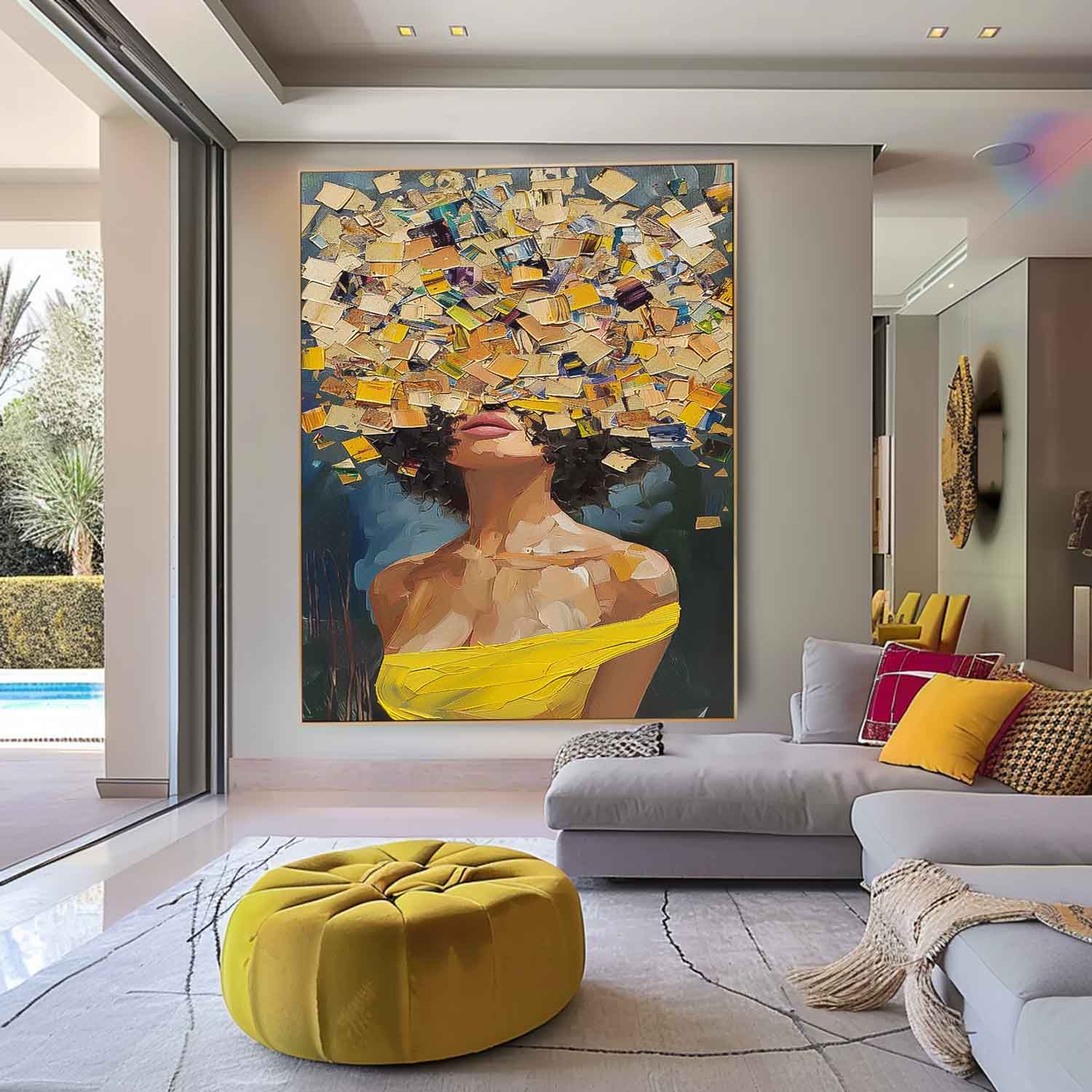 Abstract Woman Portrait Impasto Canvas Wall Art