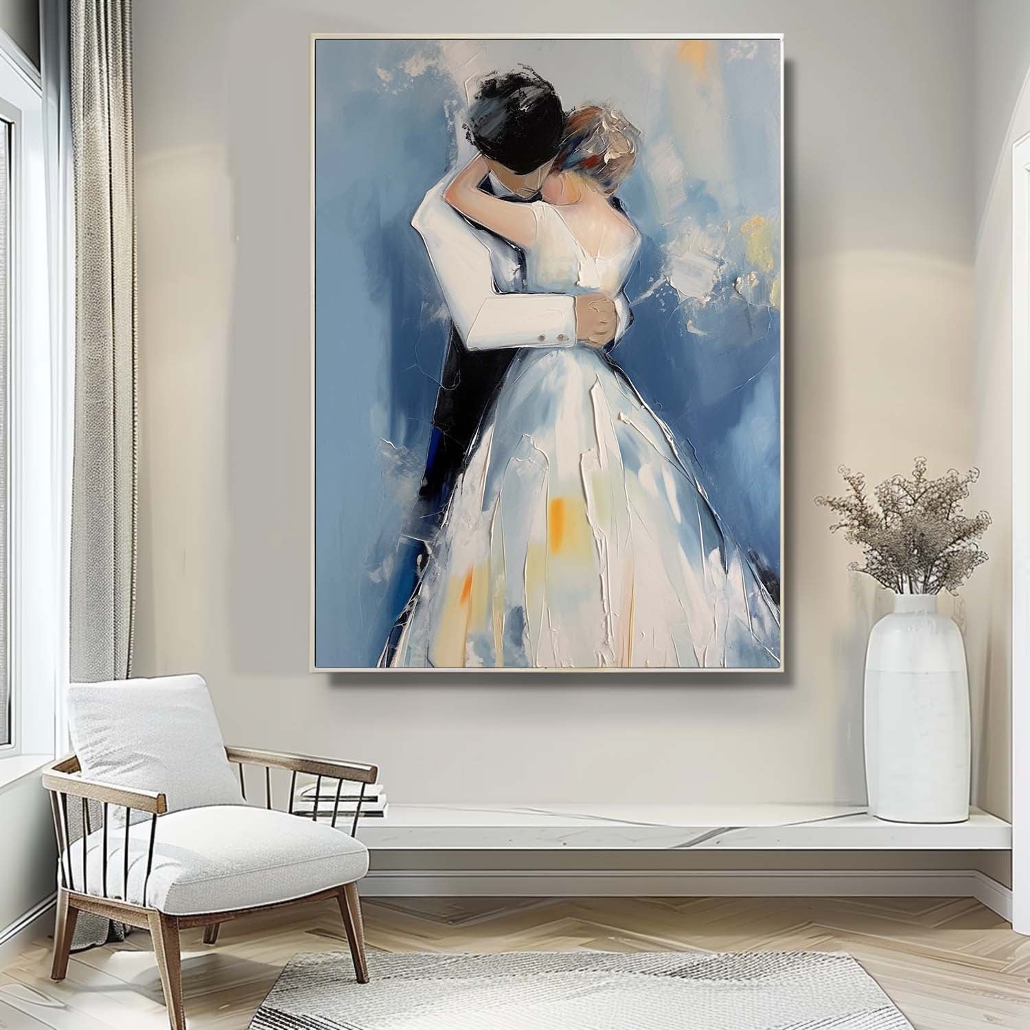 Wall Art Impasto Wedding Couple Romantic Intimate