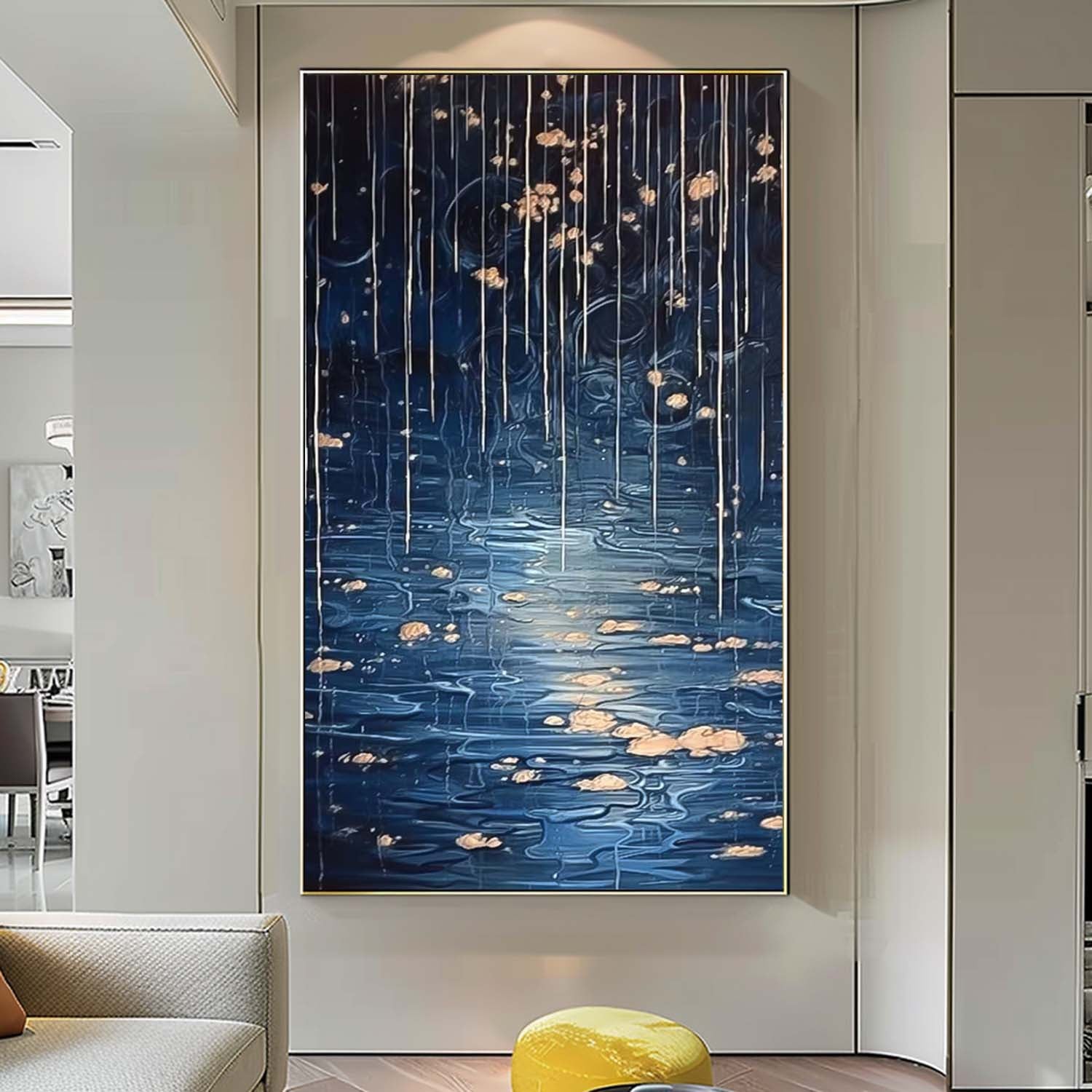 Wall Art Impasto Abstract Night Dreamy Waterfall