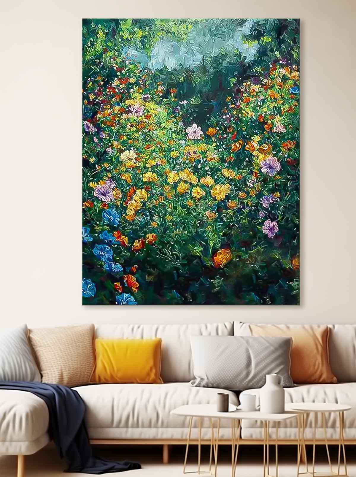 Lush Wildflower Garden Abstract Wall Art