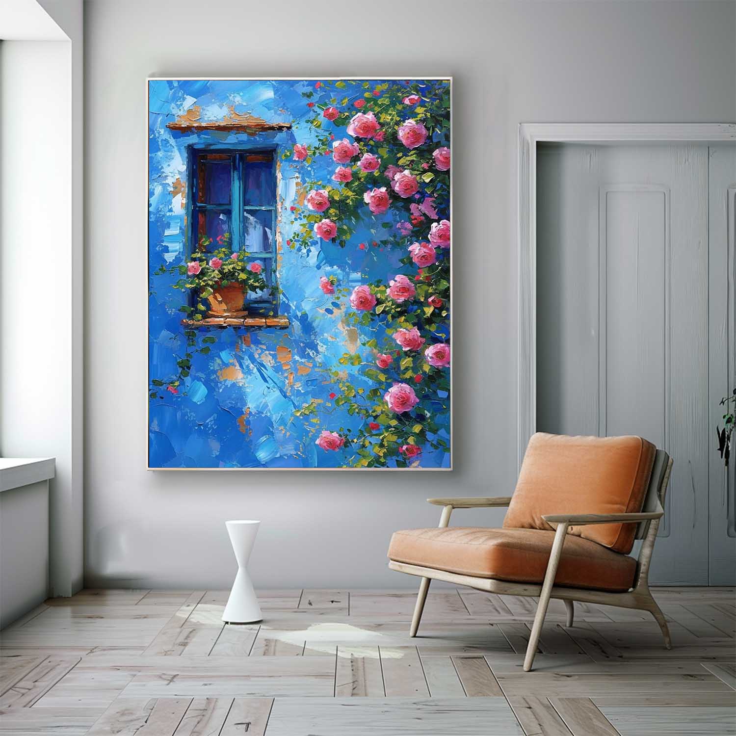 Bright Cobalt Wall Garden Rose Wall Art