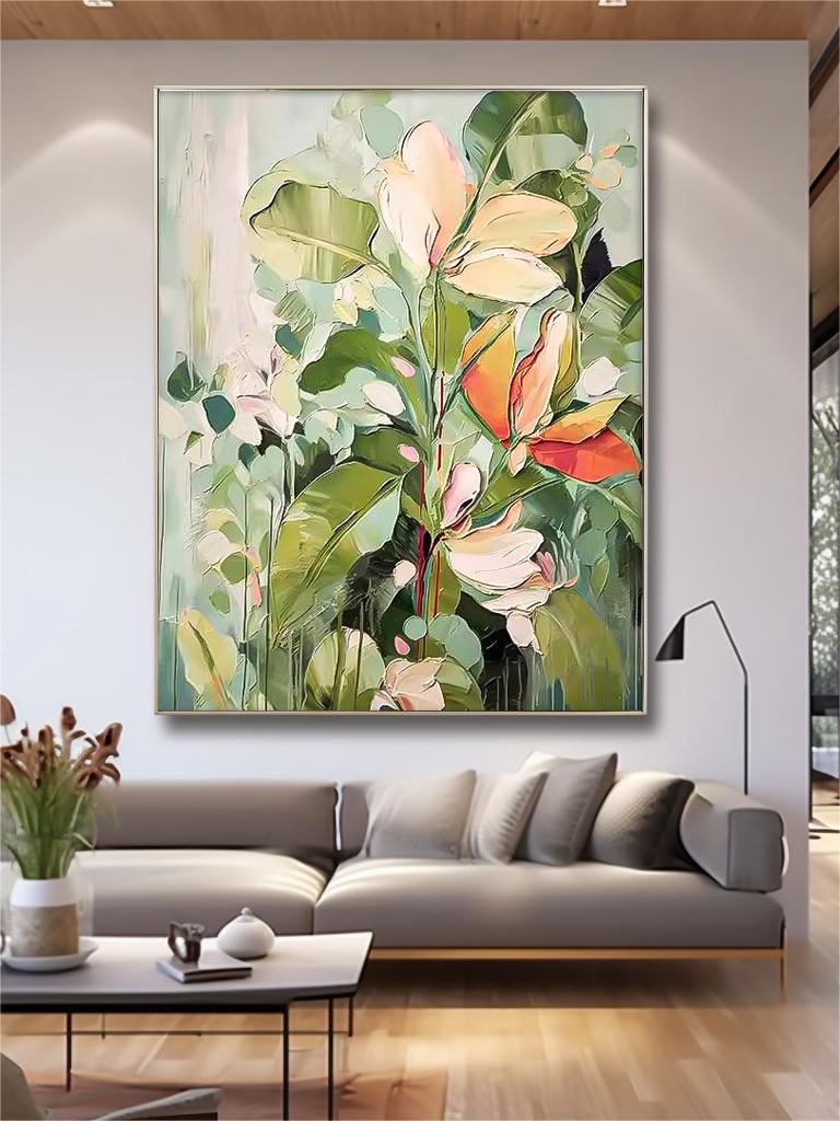 Wall Art Modern Layered Floral Brushwork
