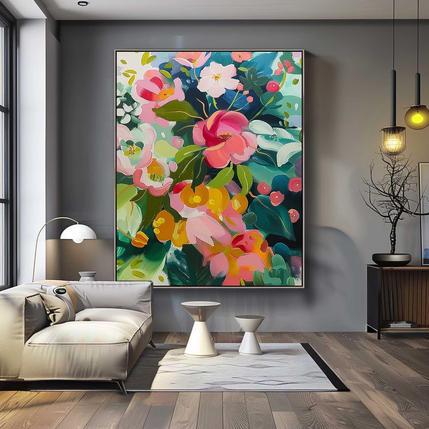 Wall Art Vibrant Flower Abstract Modern Elegant