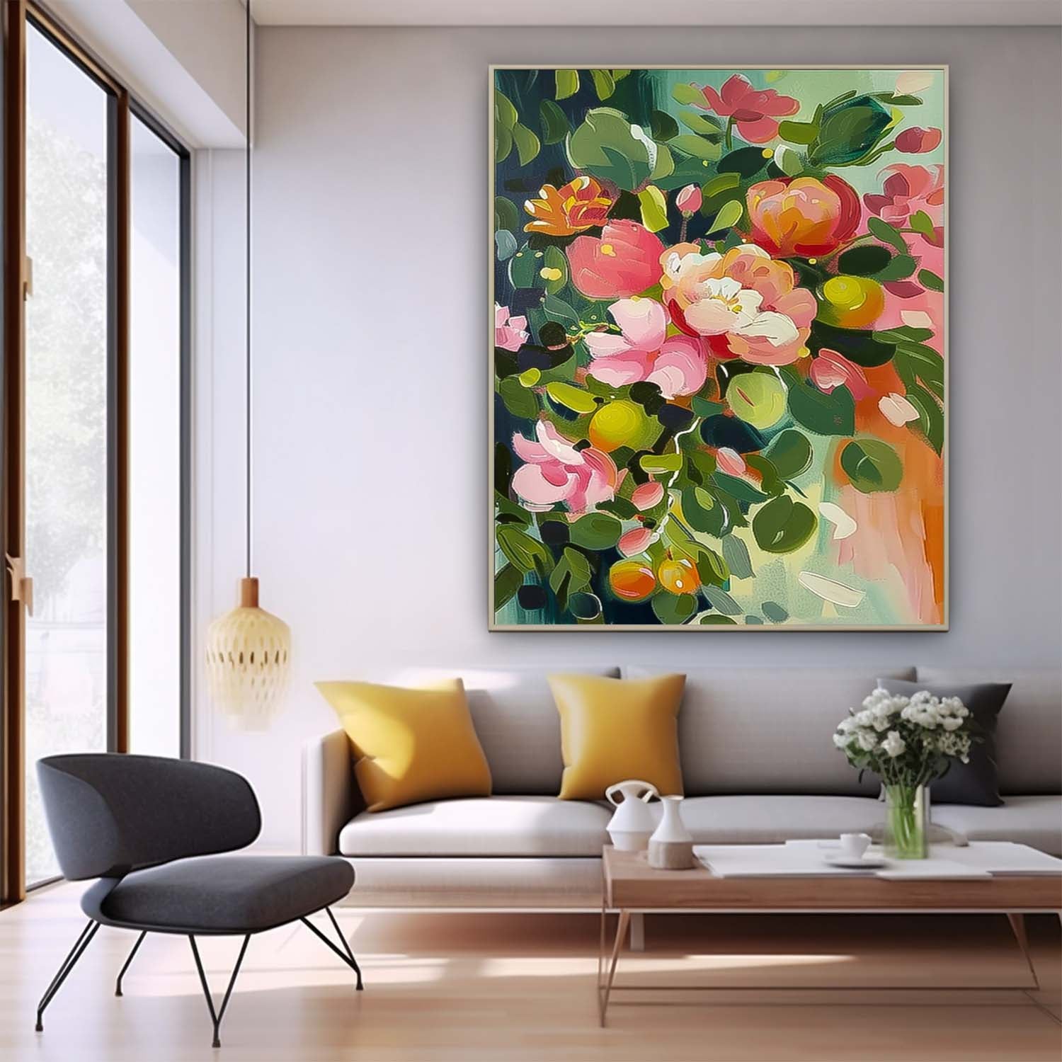 Wall Art Dense Floral Cluster Elegant Botanical