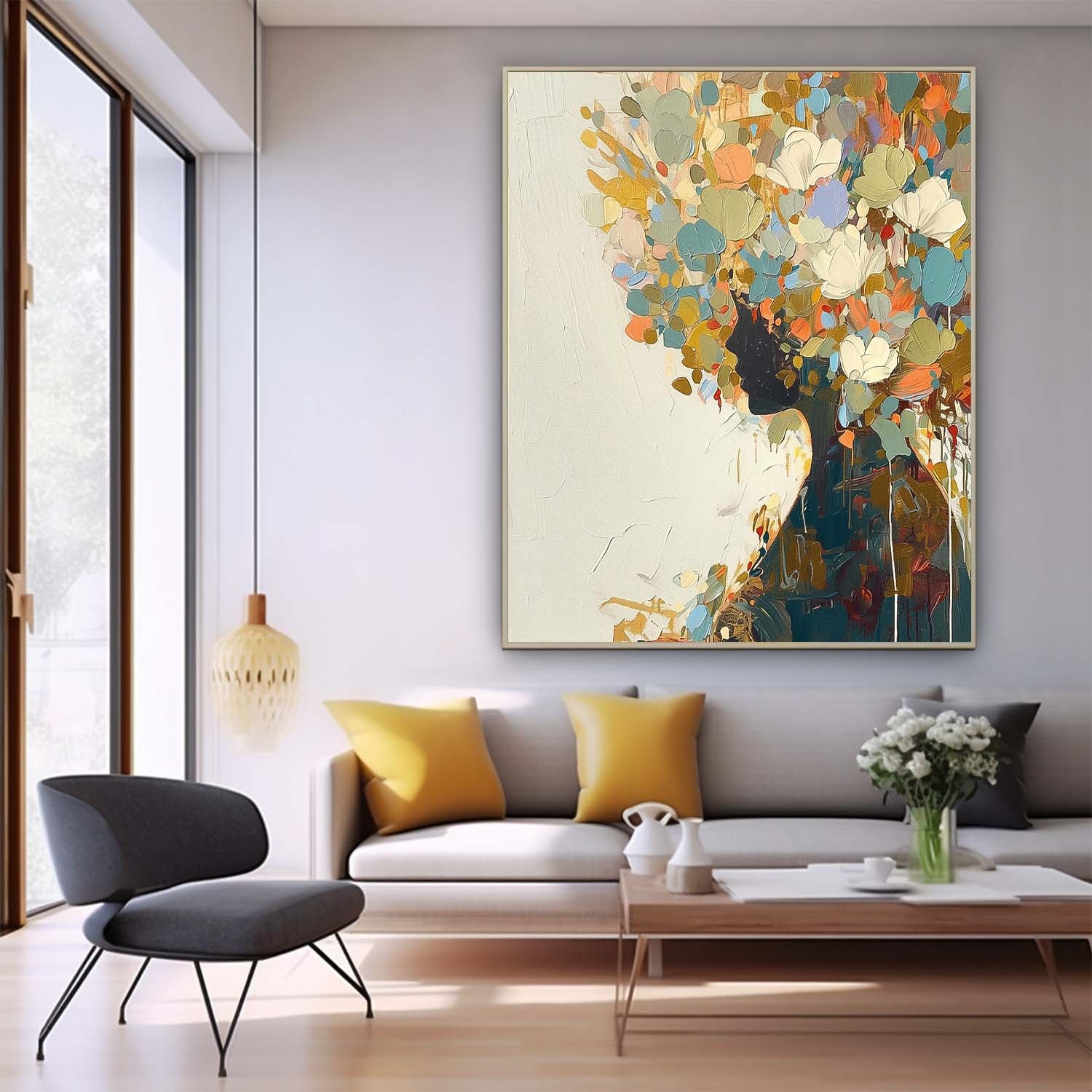 Wall Art People Dense Floral Vibrant Cheerful