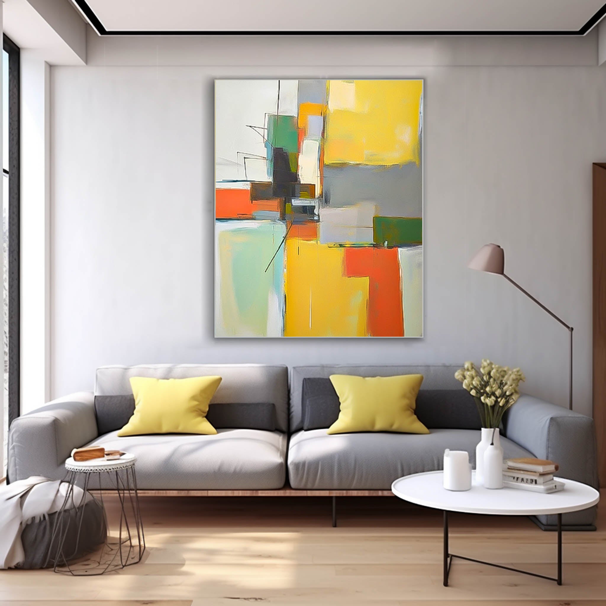Wall Art Geometric Abstract Block Modern Soft