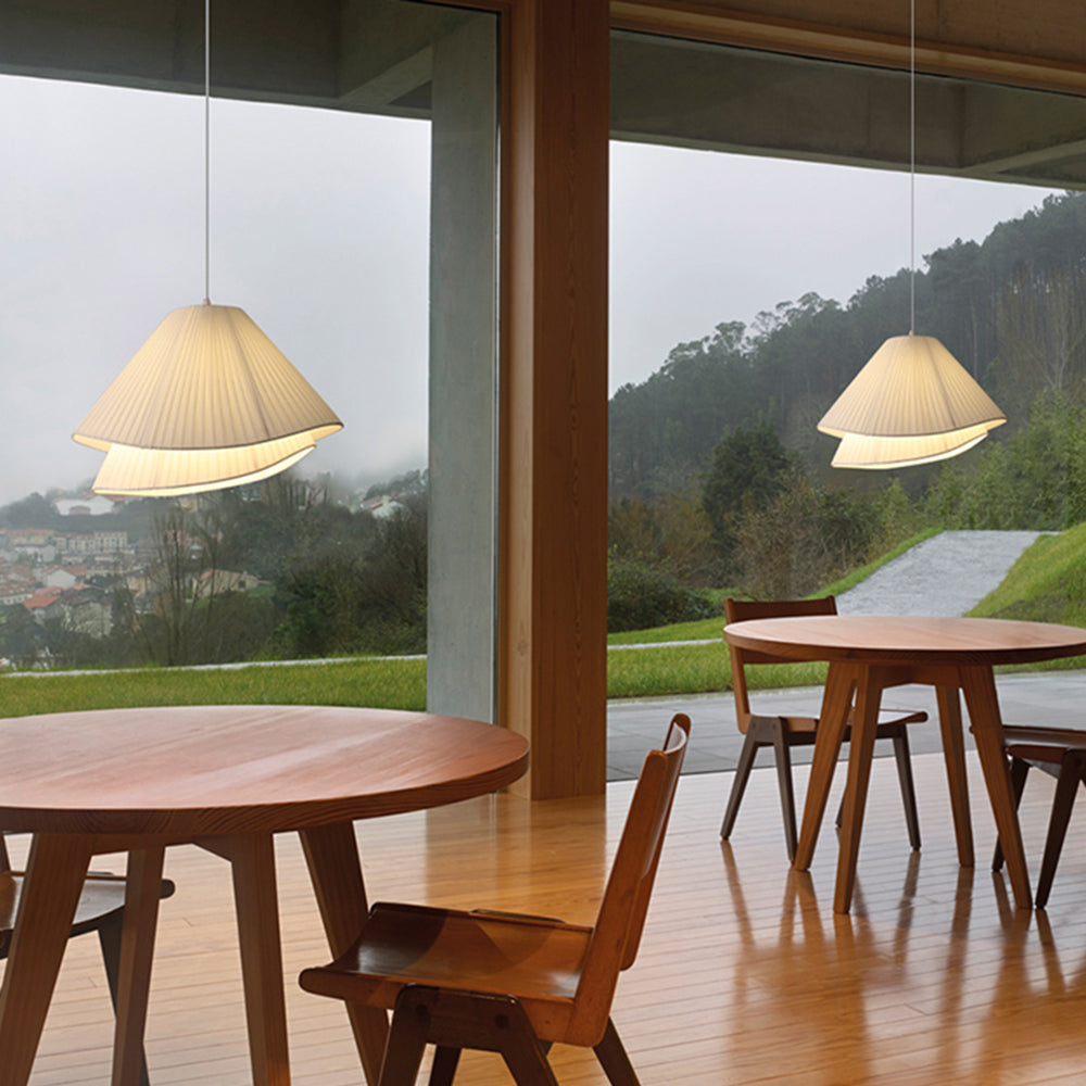 Ritta Minimalist Double Overlap Fabric LED Pendant Light, White - Neutralighting