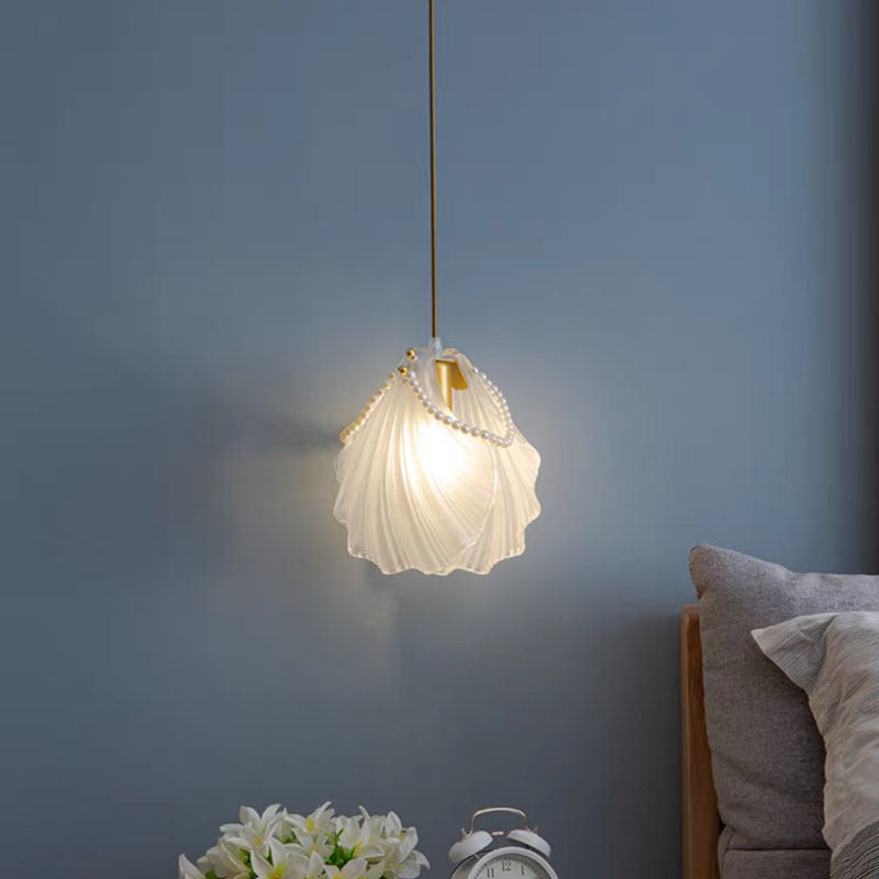 Kristy Art Deco Pearl Shell Metal/Acrylic Pendant Light, White - Neutralighting