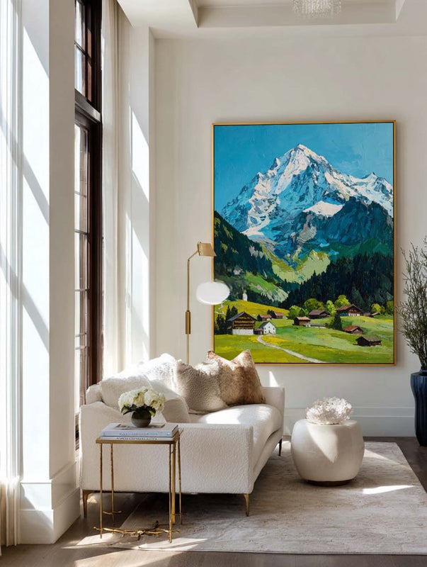 Snowy Mountain Valley Painting