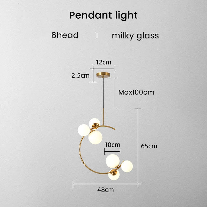 Valentina Modern Glass Globe Pendant Light, Metal & Glass, 3 Style - Neutralighting