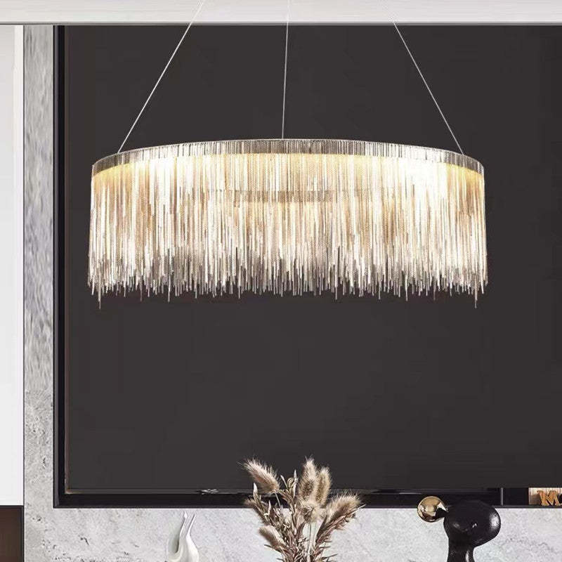 Arisha Tassel Chain Art Deco Pendant Light Silver/Gold Living Room/Hall - Neutralighting