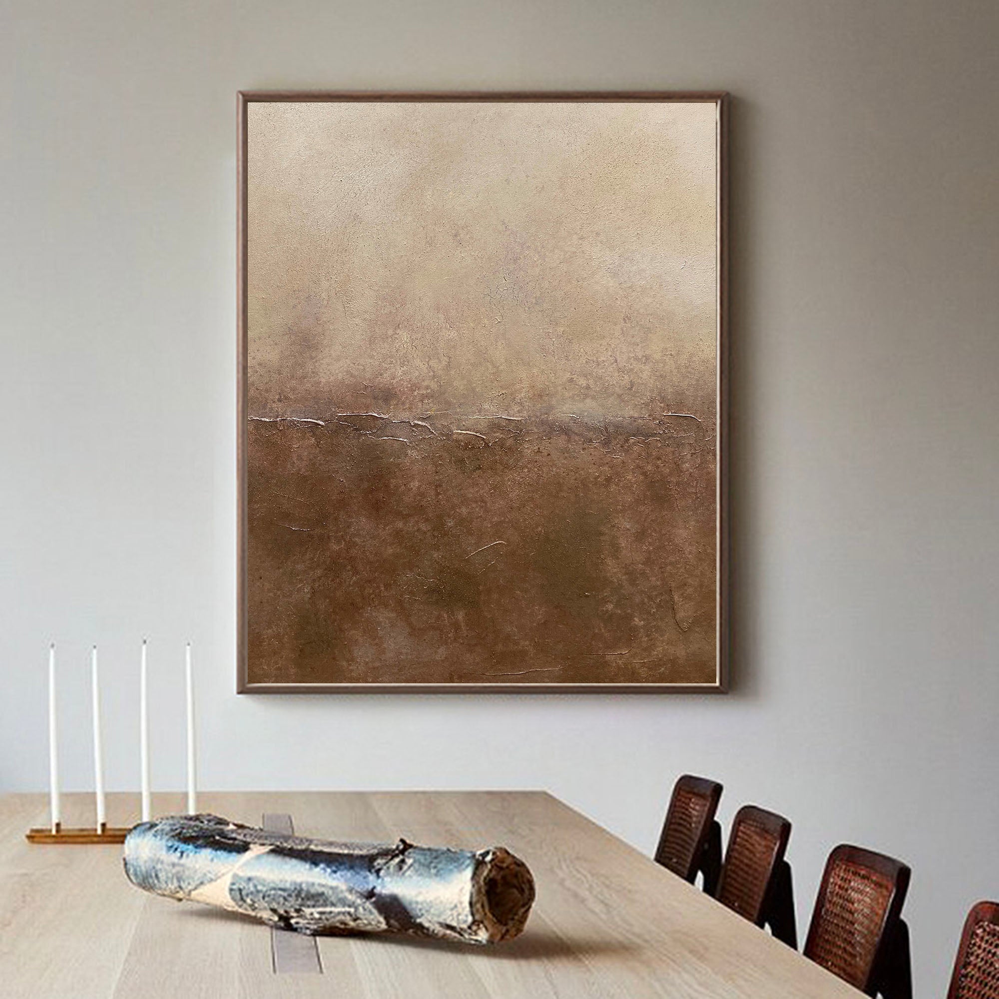 Bronze‑Beige Tall Gradient‑Tone Layered‑Textured Artwork