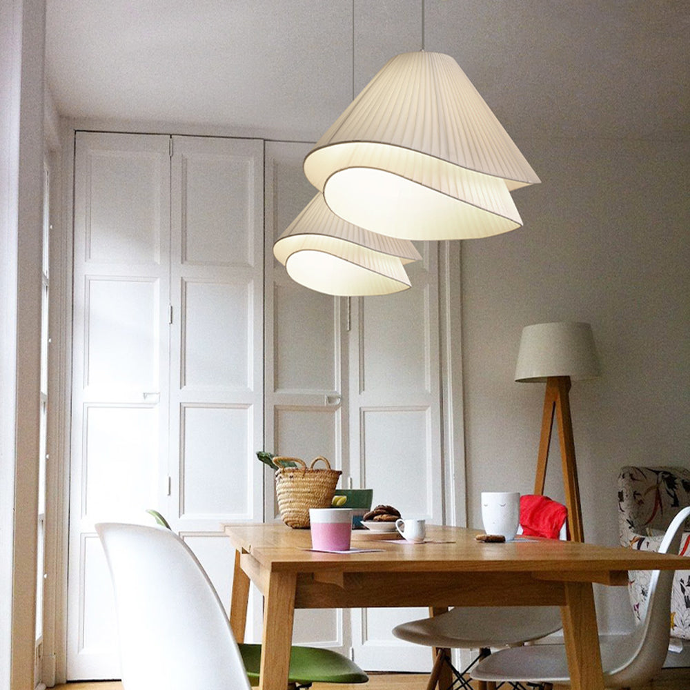 Ritta Minimalist Double Overlap Fabric LED Pendant Light, White - Neutralighting