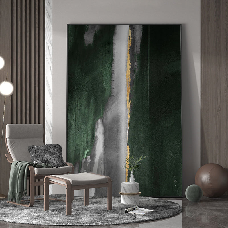 Dark Green Gold Abstract Painting
