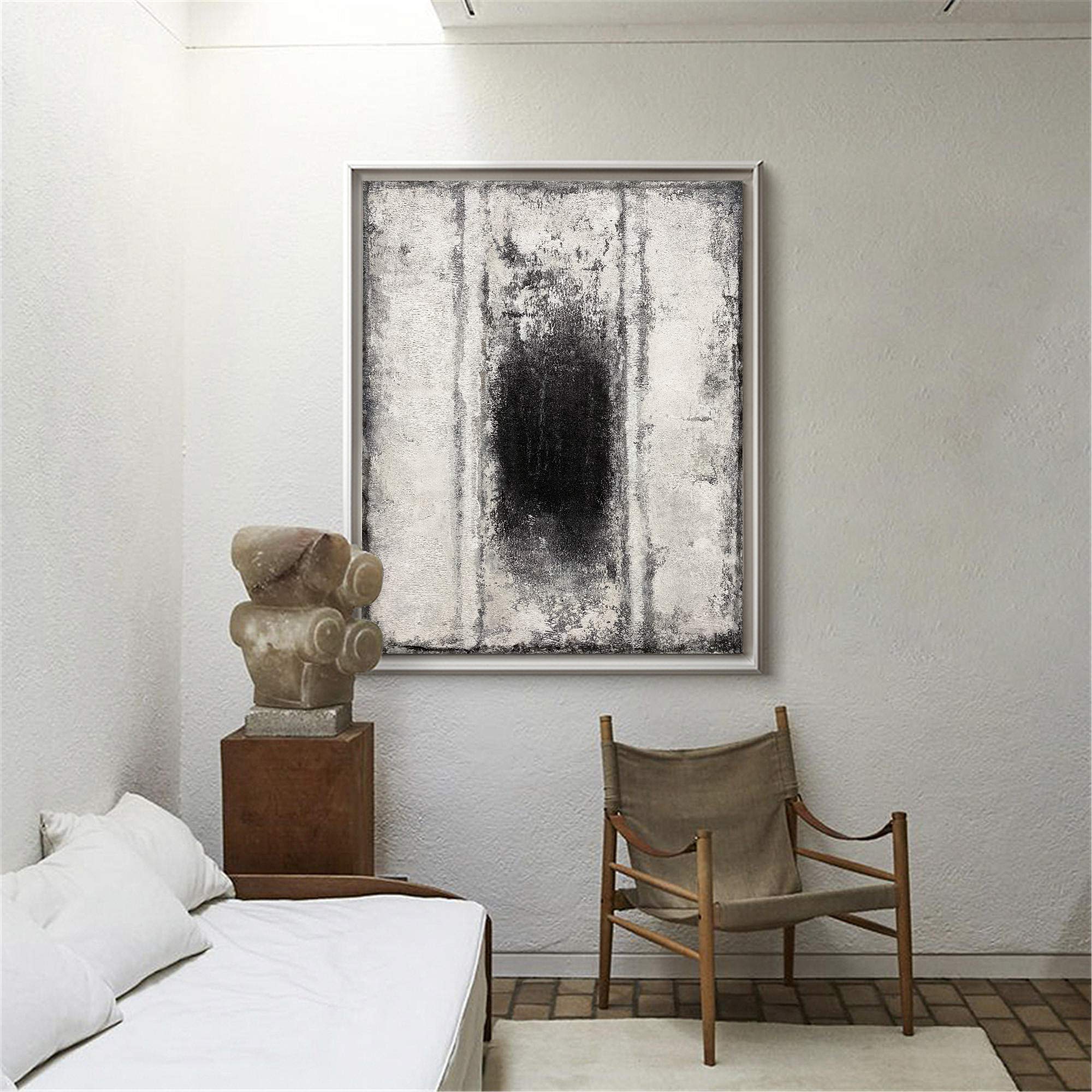 Black And White Abstract Painting ABAV115 - Neutralighting
