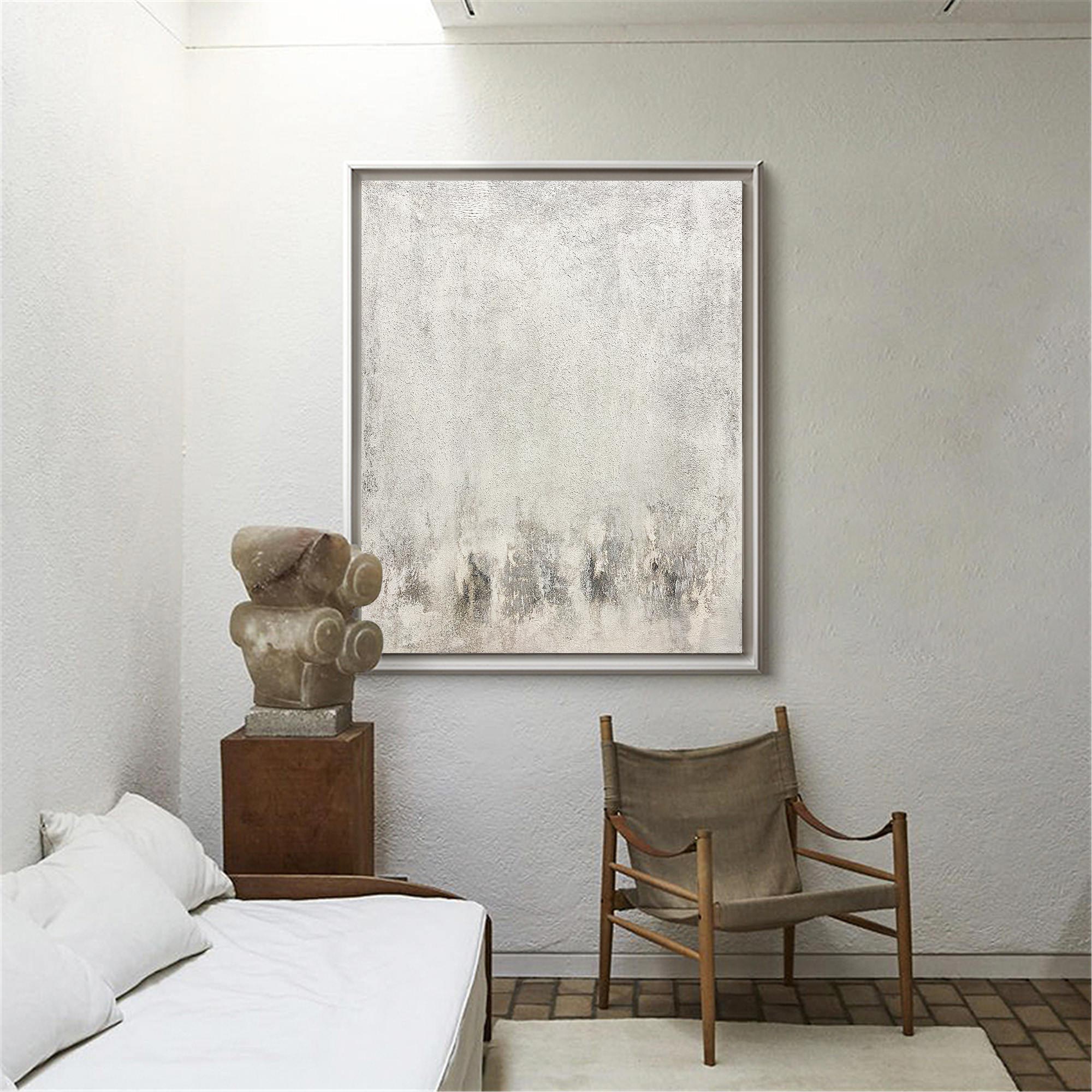Gray And White Minimalist Painting