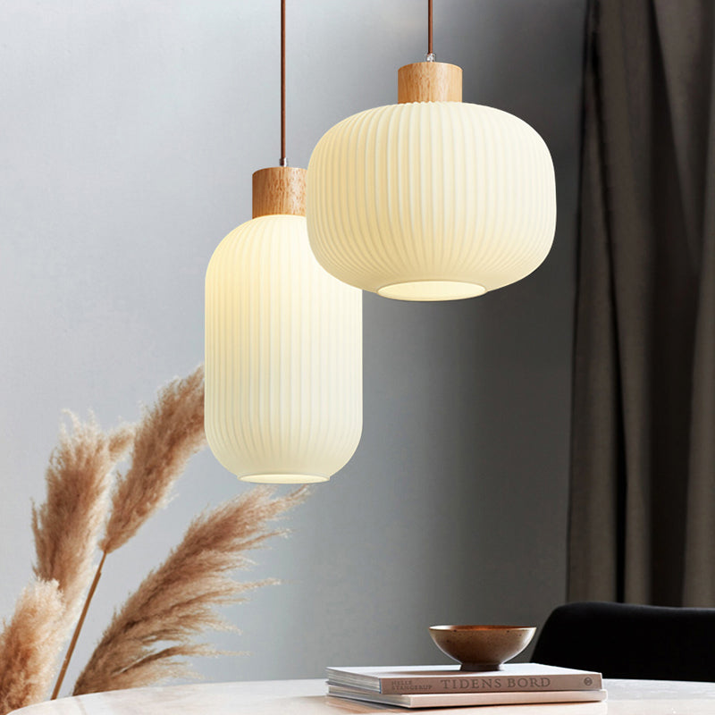 Muto Modern Wood/Glass Pendant Light, White - Neutralighting