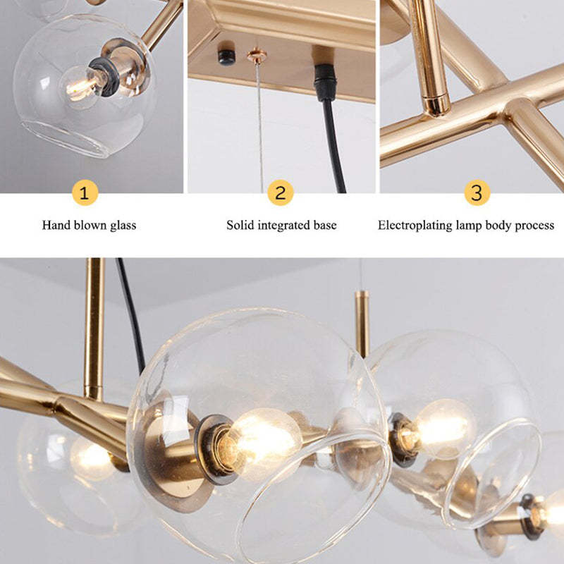 Valentina Modern Glass Globe Bubble Pendant Light Black/Gold - Neutralighting