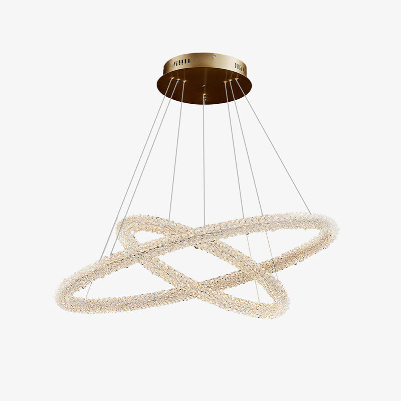 Kristy Art Deco Chandelier, Metal & Crystal, 1/2/3 Ring - Neutralighting