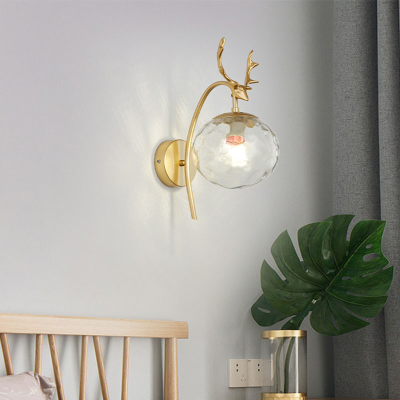 Valentina Modern Art-Deco Deer Bedside Wall Lamp, Black/Gold - Neutralighting