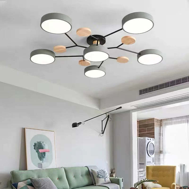 Arisha Ceiling Light, Wood Round for Living Room - Neutralighting