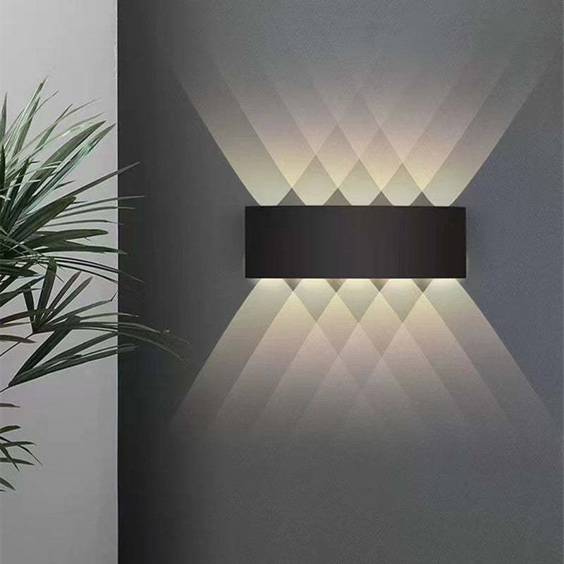 Tronix Modern Rectangular Metal Outdoor Wall Lamp, Black/White, Water-wave - Neutralighting