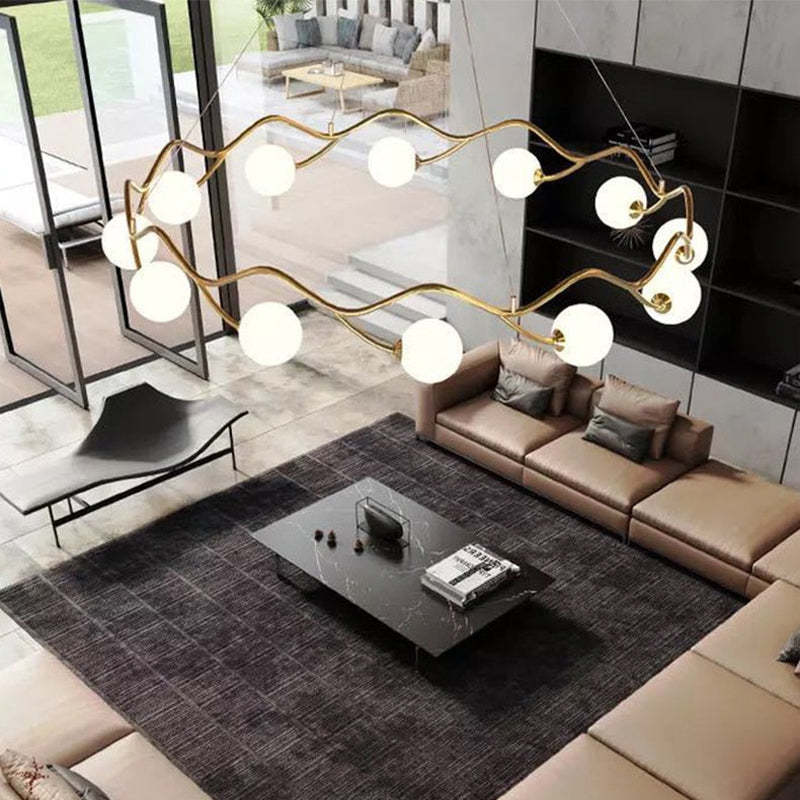 Valentina Modern Designe Wave Metal/Glass Pendant Light, White/Gold - Neutralighting