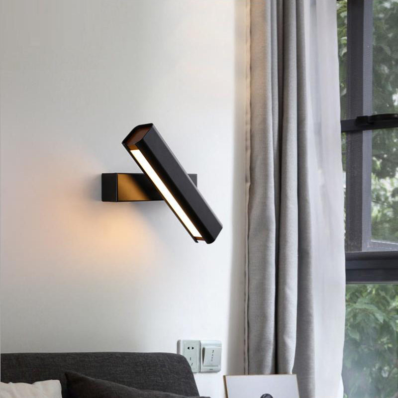 Orin Modern Rectangles Metal Rotatable Wall Lamp, Black/White - Neutralighting