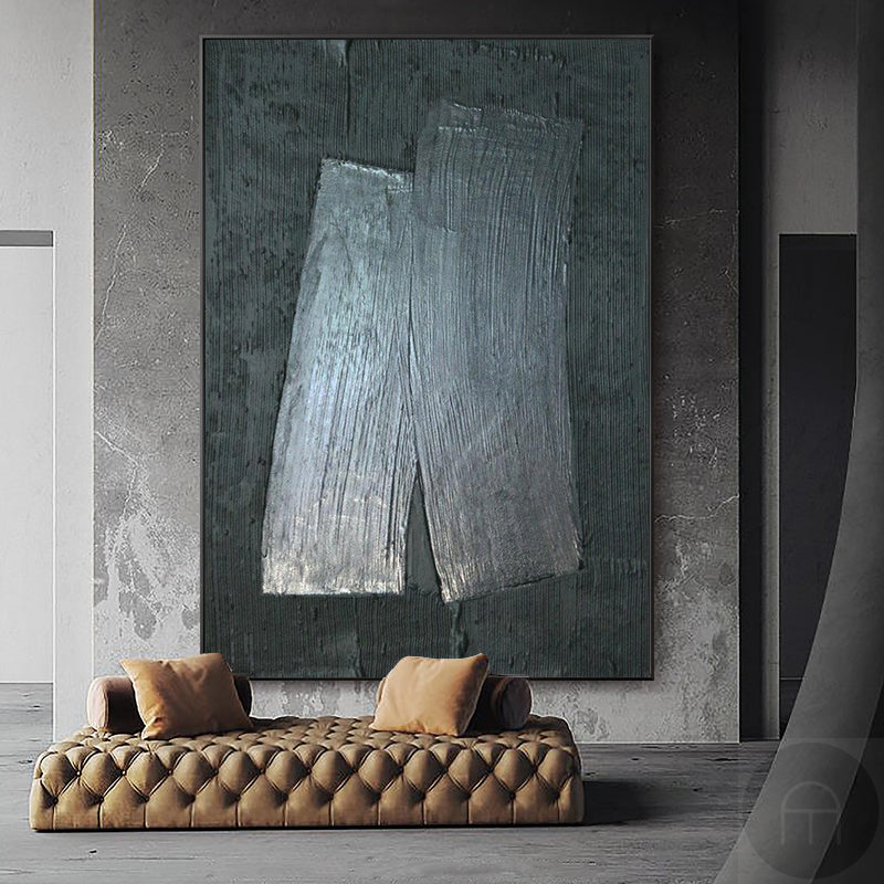 Wall Art Black Grey Geometric Rectangles Abstract Minimalist Texture Living Room | Neutralighting