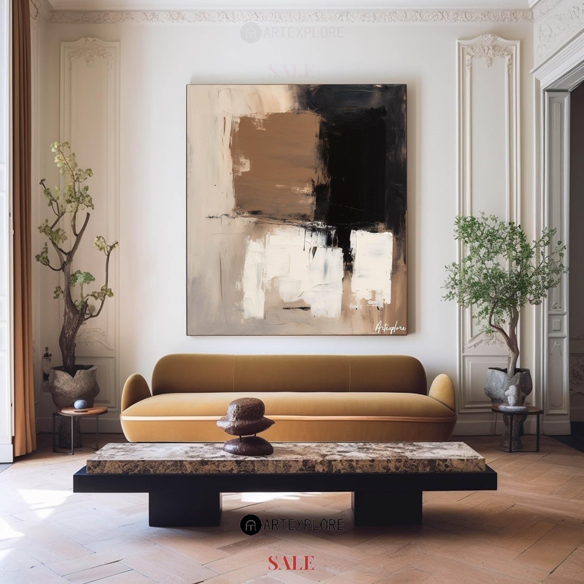 Brown Black Abstract Textured Painting