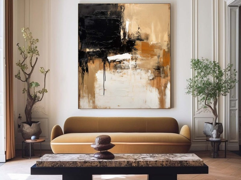 Black Gold Abstract Textured Painting
