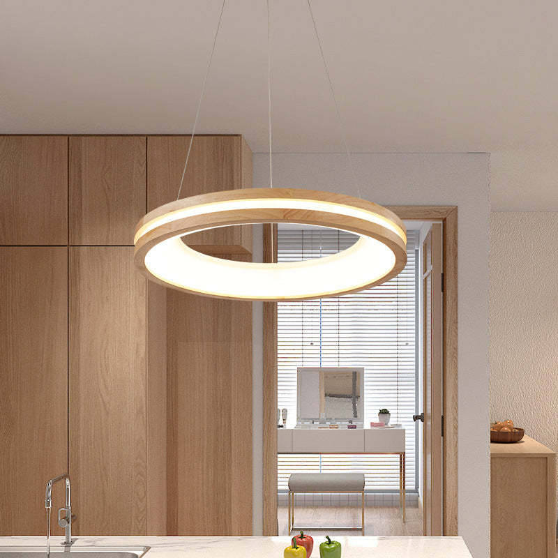 Muto Modern Ring Wood Pendant Light - Neutralighting