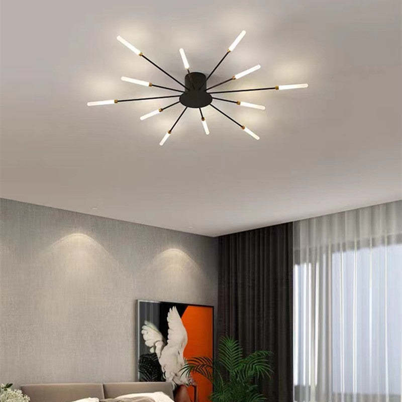 Wesley Flush-Mount Ceiling Light Fireworks, Black/Gold