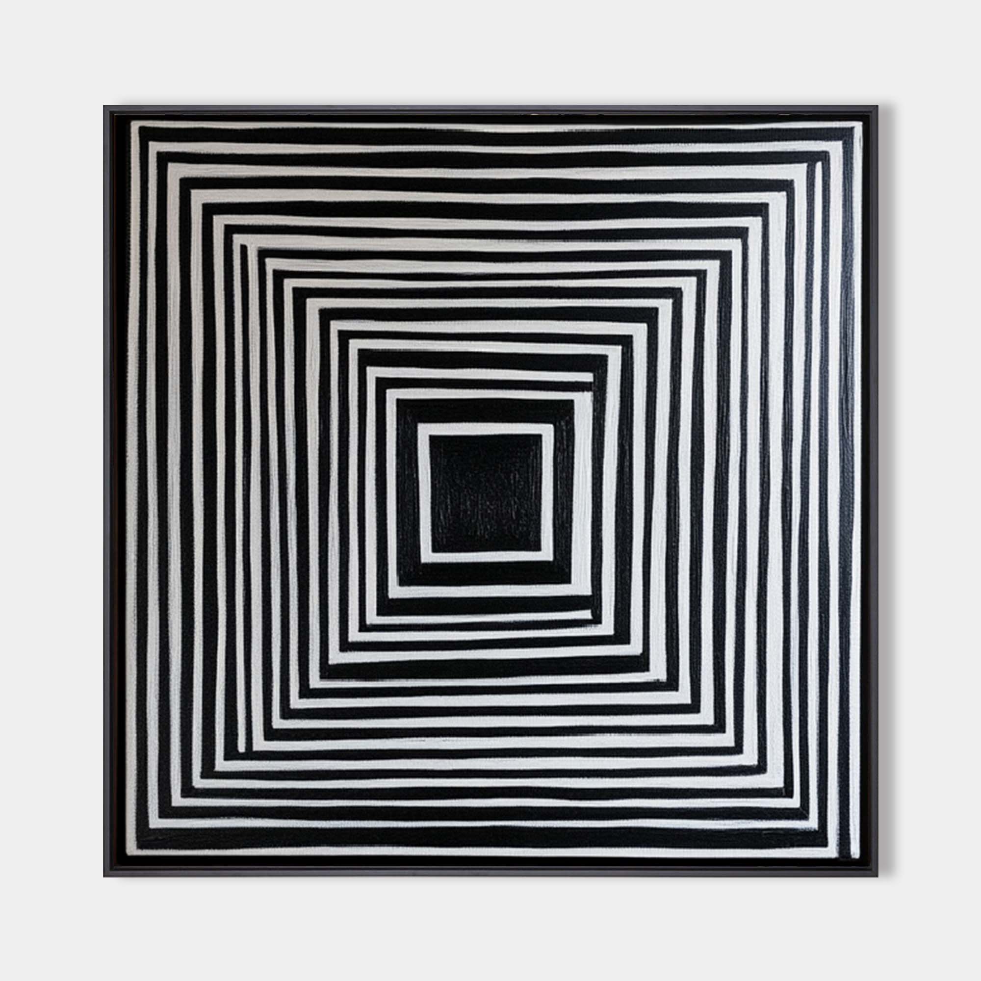 Concentric Square Geometric Abstract Monochrome Layered Textured Artwork