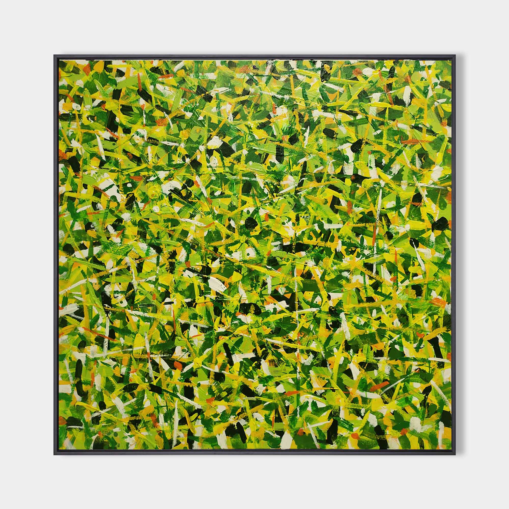 Green Yellow Textured Square Abstract Art