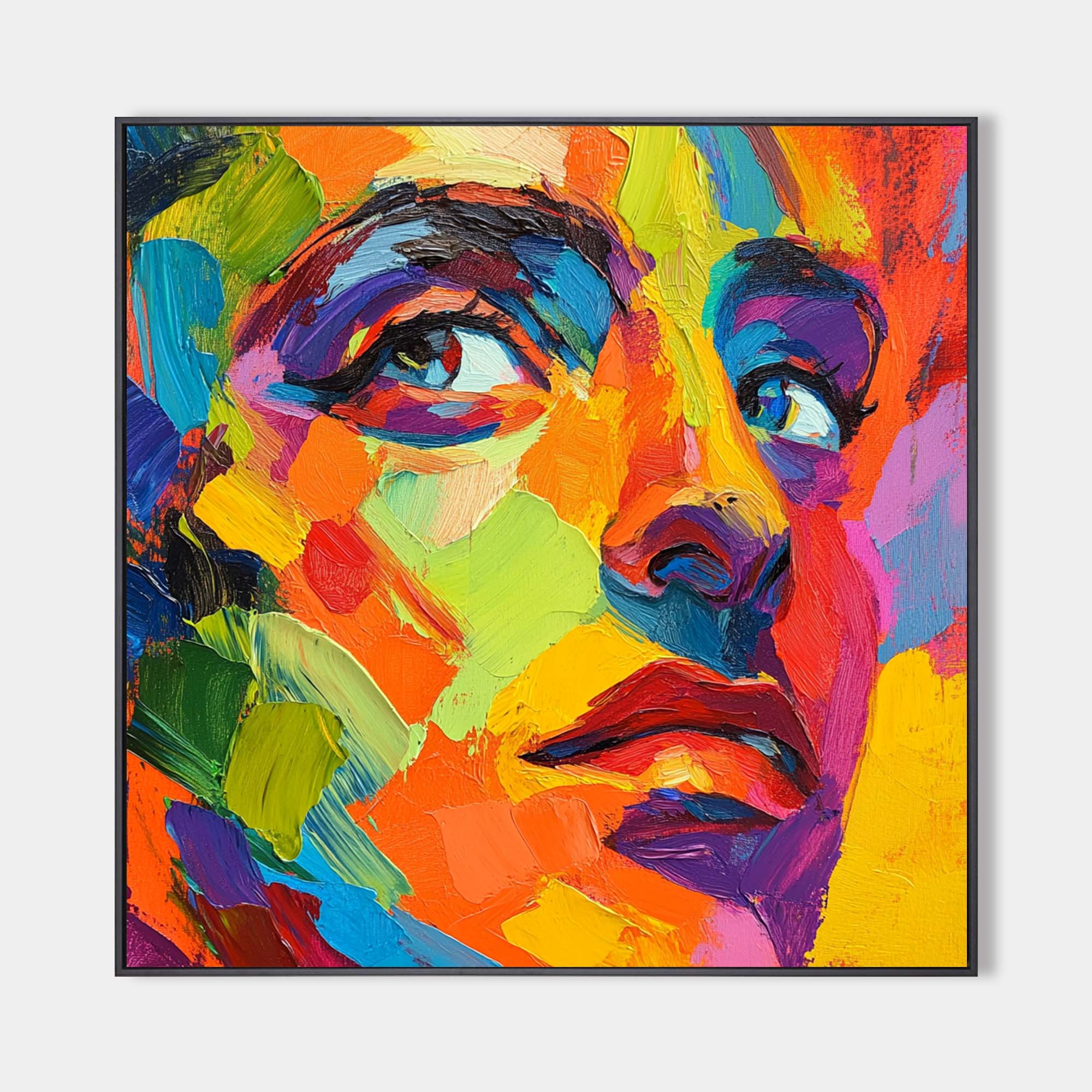 Vibrant Colorful Woman Face Canvas Art