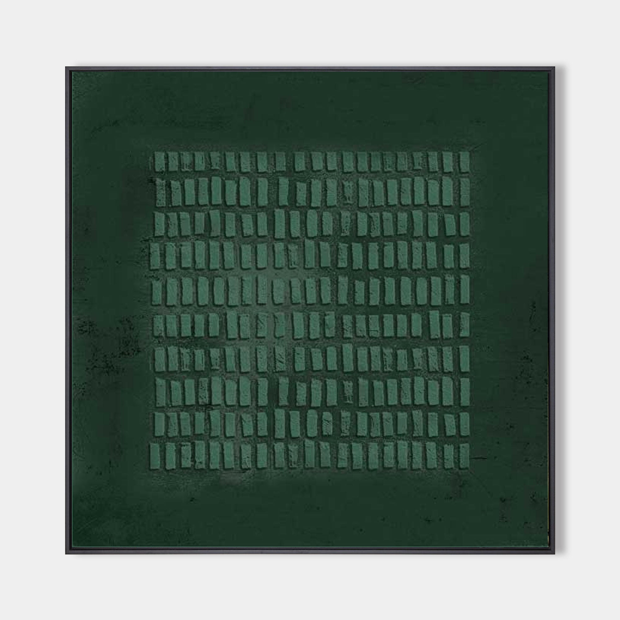 Dark Green Textured Grid Abstract Oil Painting Modern Minimalist Wall ...