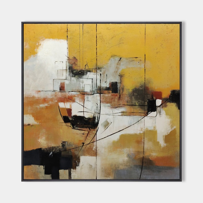 Gold Geometric Abstract Oil Painting