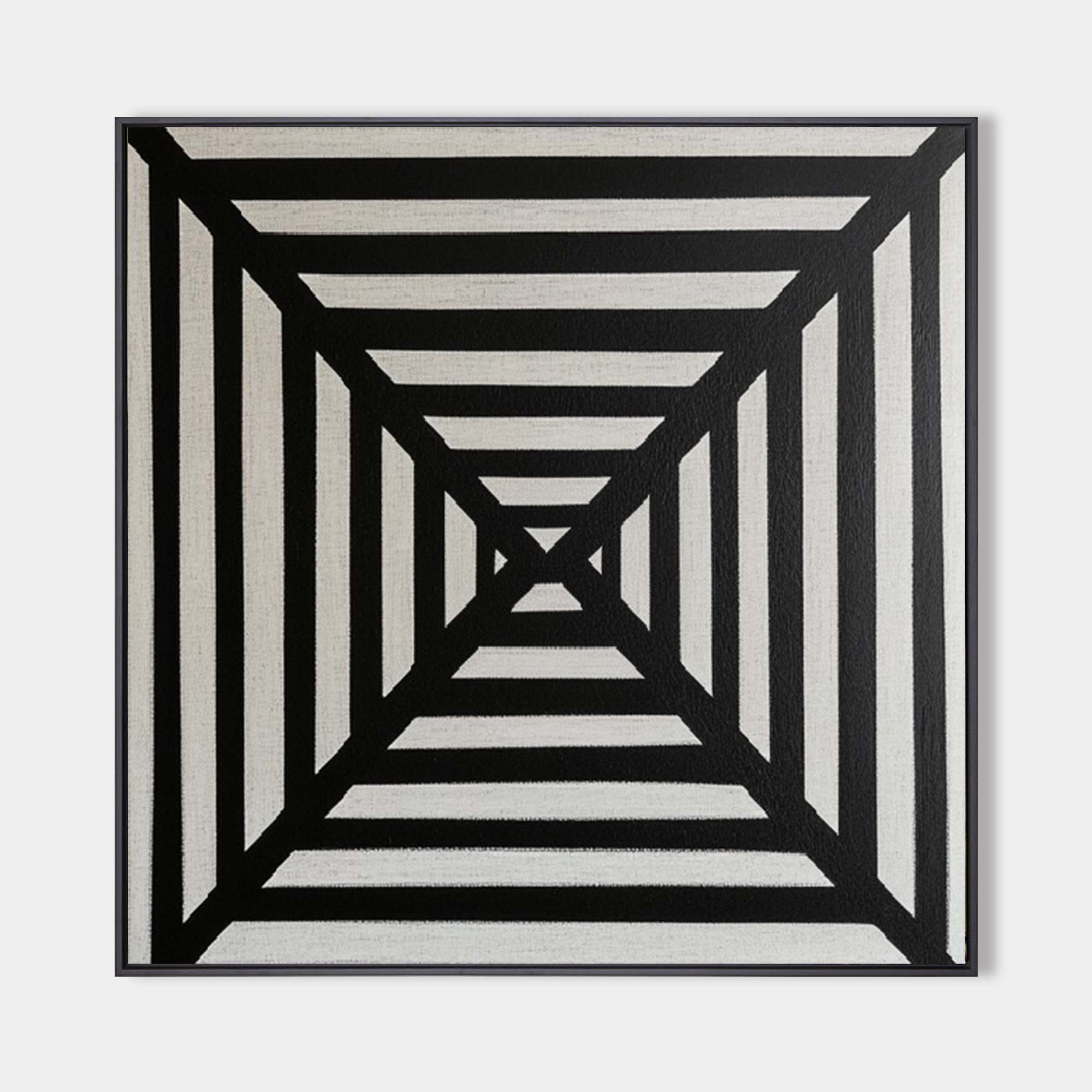 Black White Geometric Tunnel Canvas Art